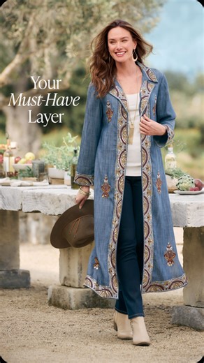 Soft Surroundings on Instagram: "A soft showpiece with embellishments all over – our most-detailed duster will be your most-worn layer."