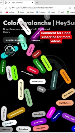 shorts | Color Gravity UI | HTML | CSS | JS