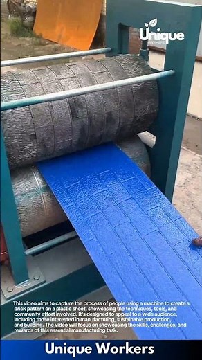 Plastic brick sheet machine: people creating brick pattern on a plastic sheet with a machine