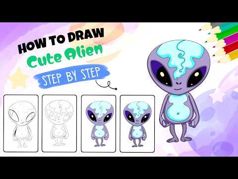 How to Draw a Cute Alien Step by Step 👽✨ | Easy Drawing Tutorial