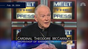 FLASHBACK: Theodore McCarrick was defrocked by the Vatican. In 2004, Tim Russert asked him if there was “a special place in hell” for abusive priests. #MTP McCarrick: “There is certainly a special, terrible judgment on someone who would abuse the trust that a priest must have.” | Meet the Press