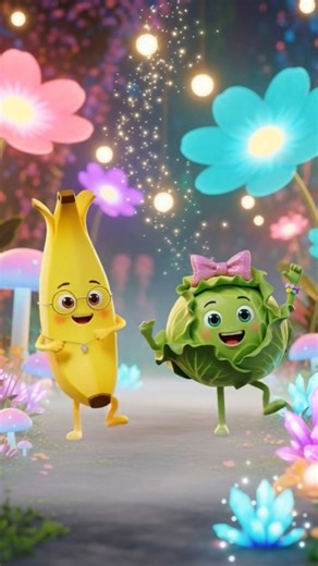 ✨ Dancing Banana & Cabbage! 🍌🥬 #DancingFruitsAndVeggies #3DAnimation #CuteAnimation #CartoonDance