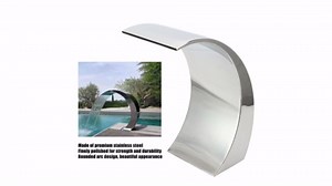 Stainless Steel Swimming Pool Waterfall Fountain with Rounded Arc Design, Easy Installation for Swimming Pools, Gardens, 40x20x12.5CM