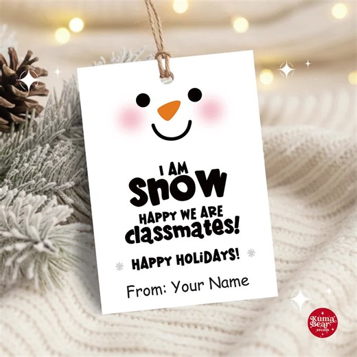 Christmas Classmate Gift Tag Printable, Snowman Tags for School Party Favors - Etsy