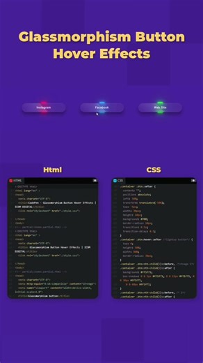 Glassmorphism Button Hover Effect Animation Using HTML And CSS