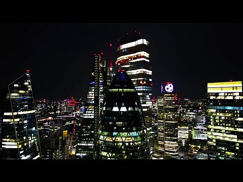 [4K] City of London Skyscrapers at Night | Drone