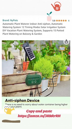Transforming your home or apartment garden has never been easier with the Automatic Plant Waterer. This innovative indoor anti-siphon system offers a hassle-free solution for watering your plants. With 12 timing modes and a solar irrigation system, it provides optimal care for your plants even when you're away on vacation. Designed for convenience, this DIY watering system supports watering up to 15 potted plants on your balcony or in the garden. Say goodbye to dry or overwatered plants and embr