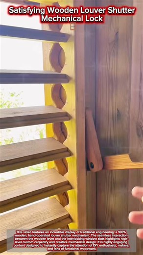 Satisfying Wooden Louver Shutter Mechanical Lock 🪟