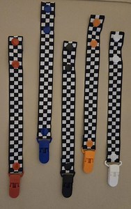 DUMMY/PACIFER CLIPS Racing Car Checked Flag With Black Clip - Etsy Canada