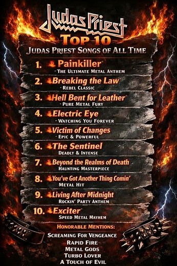 The Top Ten Judas Priest songs of all time