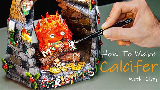 DIY Christmas Calcifer lamp: Howl's Moving Castle magic with resin & polymer clay!