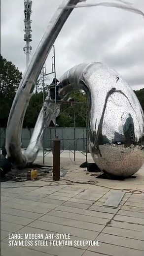 Giant Stainless Steel Water Feature Sculpture | Modern Outdoor Landscape Art #sculpturefactory