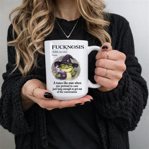 Fucknosis Definition Mug, Funny Witch Mug, Sarcastic Introvert Gift, Social Battery Humor Cup, Witchy Frog Mug, Dark Humor, 11oz 15oz 20oz - Etsy