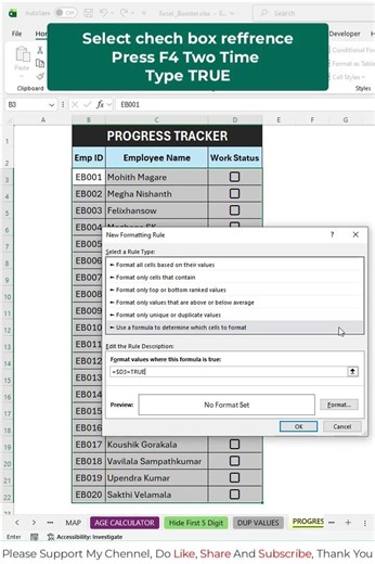 Excel To-Do List using Checkboxes ✅ powerful Conditional Formatting trick! In Excel #excel #shorts