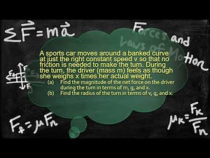Physics Problem - Force and the Laws of Motion - Circular Motion - Forces in a Banked Curve