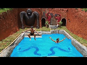 Build Orangutan Underground House And Python In Pool - Dig To Build Swimming Pool Water Slide