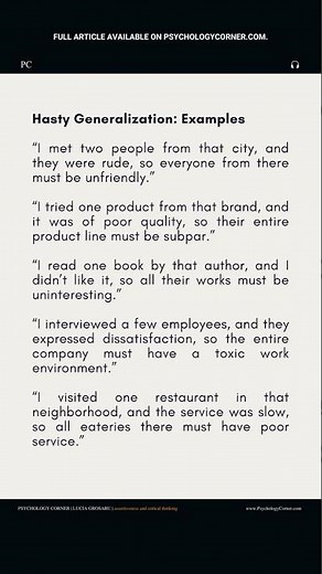 The Hasty Generalization Fallacy: Examples | Critical Thinking Basics #Short