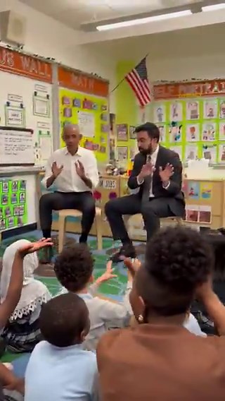 A video is going viral of President Obama and Mayor Mamdani singing wheels on the bus with kids in a NYC school.There is literally not one person alive in the entire Republican Party who measures up to either of these two people.