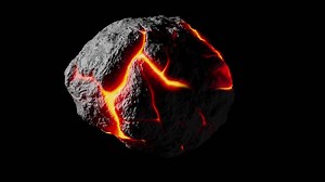Looping 3D animation of a space alien asteroid rotation. Alpha Channel.