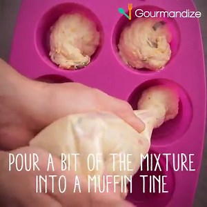 Egg Surprise Muffins What You'll Need: - 4 eggs - 2 cups flour - 1 packet of dry active yeast (1/4 oz.) - salt and pepper - 2 beaten eggs - 1/2 cup melted butter - 1 cup milk - 4 oz. grated cheddar - 1 green onion - small pieces of ham - 2 oz. grated cheese Cook Time: Bake 20 minutes at 350°F Enjoy! And don't forget to follow @Gourmandize for more awesome food videos! | Gourmandize