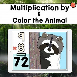 Multiplication by 8 Boom Cards | Color the Animal