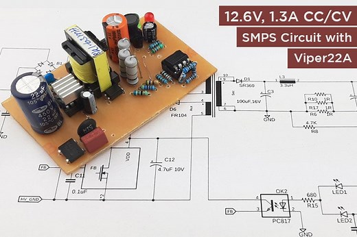 Build Simple 12.6V CC/CV Lithium Battery Charger using Viper VP22A Low Power Primary Switcher IC
