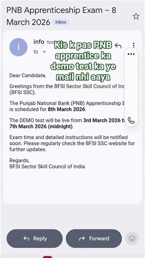 demo test mail on PNB apprentice. kis k paas nhi aya