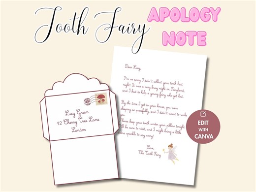 Tooth Fairy Apology Letter Template, Whimsical Fairy Tale Note (digital Download) - Etsy UK