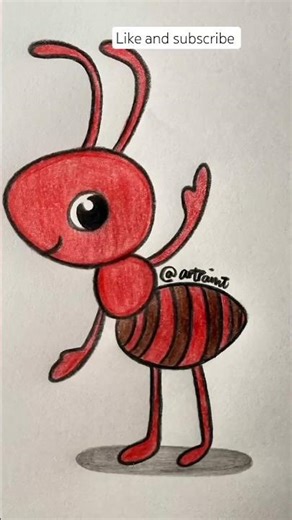 Learn to draw an Ant step by step with this simple and beautiful tutorial 🐜❤️🥰 #wilddrawing #drawn
