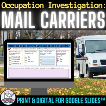 Mail Carrier Nonfiction Reading Response Activities Digital Printable Worksheets