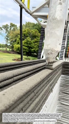 3D Concrete Printing Wall Process | Modern Layered Construction Technology.