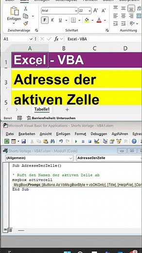 Excel VBA - Adresse der aktiven Zelle per Code auslesen und im Makro weiterverwenden