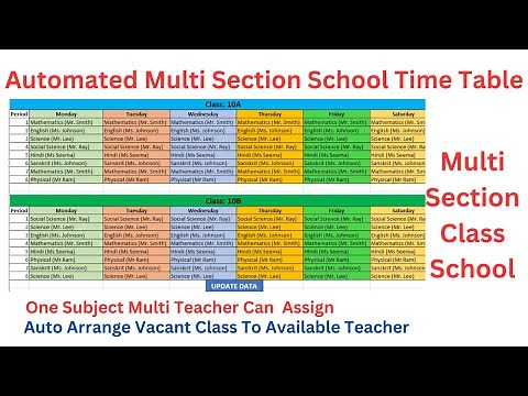 Automated School Time Table For Multisection School: Streamline Scheduling in Excel
