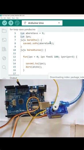 For Loop + Servo Motor — Kóòdù Yorùbá #arduinoboard #robot #arduinomicrocontroller #KooduYoruba