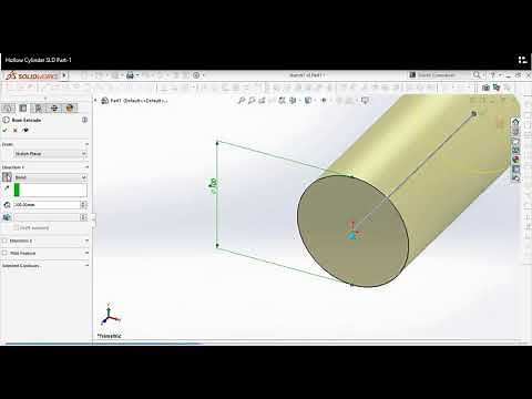 Modelling of a Hollow Cylinder : SolidWorks Tutorial- Part 1