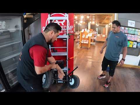 Moving a two door commercial refrigerator upstairs using the electric Escalera dolly | Rescue Movers