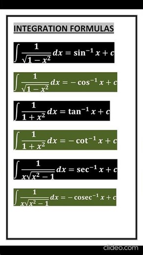 INTEGRATION FORMULAS