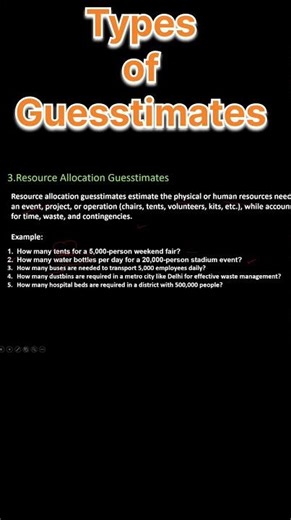 Types of Guesstimates #guesstimates #consultinginterview