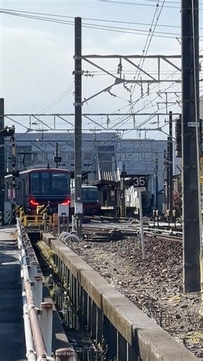 名鉄9100系2両編成普通東岡崎行き名鉄3150系➕3500系6両編成準急新鵜沼行きめちゃくちゃジョイントとモーターの音最高😆 #名鉄電車 #鉄道 #電車 #ジョイント音