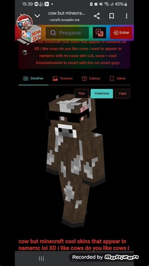testando skin Minecraft pte 35