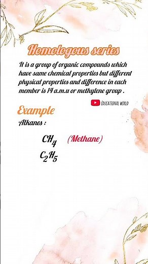 Homologous series | definition of homologous series | Class 12 and 10 chemistry | #chemistry