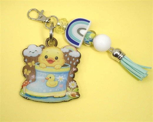 ONE Handmade Cute Duck in Rubber Boot Keychain or Backpack Tag. - Etsy