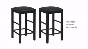 Linon Betsy Black Backless 25" Counter Stools Set of 2