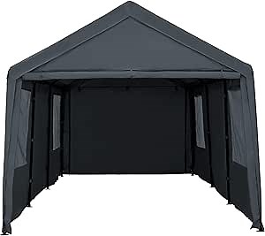 Carport Canopy 10x20ft Heavy Duty with Removable Sidewalls & Doors, Portable Car Port Garage Shelter for Boat, Party, Outdoor Camping Tent, UV Resistant