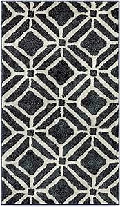 Maples Rugs Moderna Geometric Area Rugs – Made in USA – Washable, Non Slip Indoor Carpet for Entryway, Foyer, Kitchen, and Bathroom, 20" x 34", Dark Blue