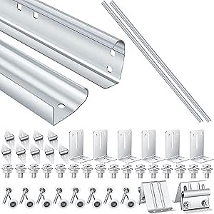 Tandefio 45 Pcs Garage Door Replacement Parts Garage Door Vertical Track Replacement Rail Doorpost Brackets and Screw and Nut Fittings/ Rollers /Hinges/Top Brackets for 7 ft Tall Garage Door Parts
