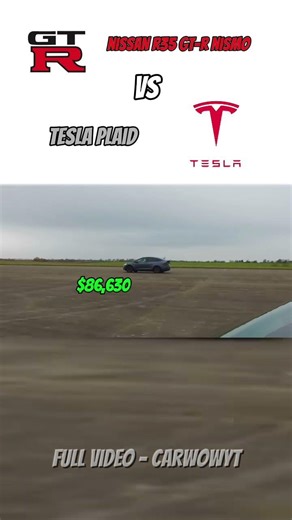 Nissan GT-R R35 NISMO vs Tesla Plaid - DRAG RACE #fastcars #race #dragrace #carshorts #carcontent