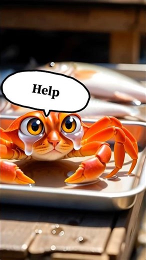 Cute Cat Saves a Crying Crab… Then This Happens! 😱🦀 | Funny Cartoon Short #shorts