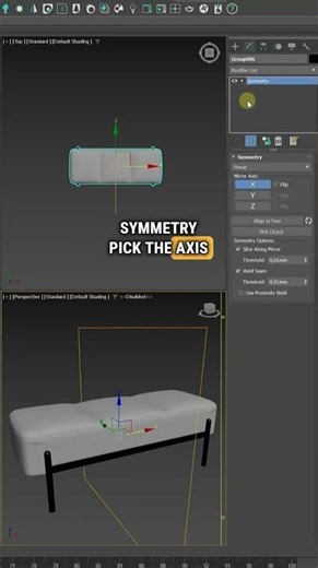 Resize your furniture with symmetry in 3ds max