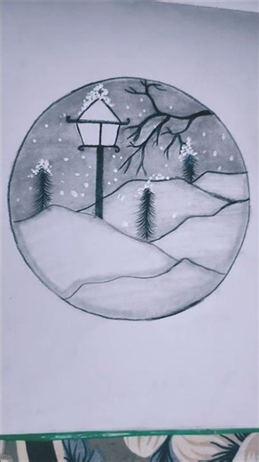 make a white snowfall 🌨️ drawing sketch❄️☃️